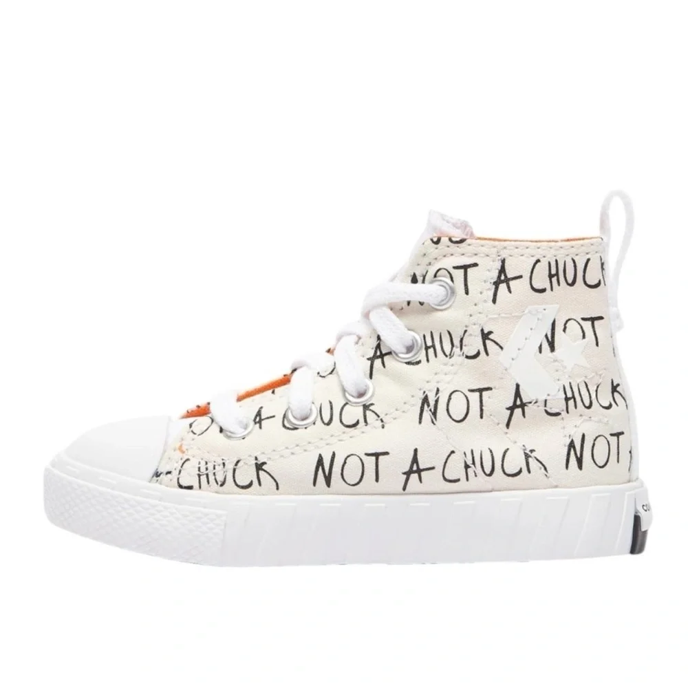 NEW Rare Converse Kids High-Top Sneakers - Cream with Black Text Size 6
